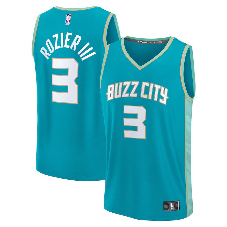 Men Charlotte Hornets 3 Terry Rozier Fanatics Branded Teal City Edition 2023- 24 Fast Break NBA Jersey